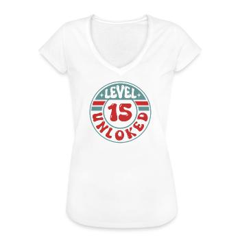 Level 15 Unlocked – Cool design for gamers - Women's Vintage T-Shirt - white - Front - Danielle (179cm)