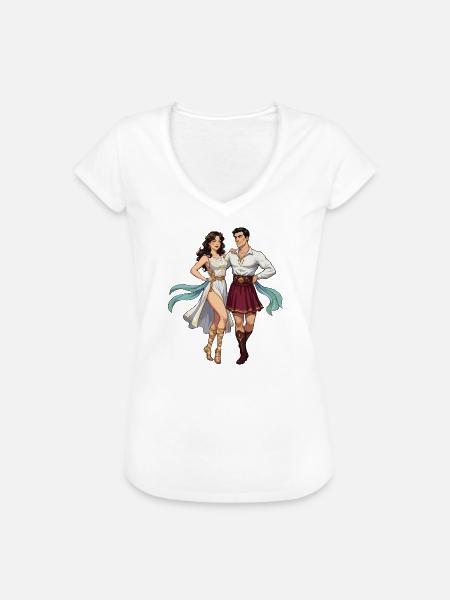 Griechisches Hasapiko-Tänzerpaar - Frauen Vintage T-Shirt - Weiß
