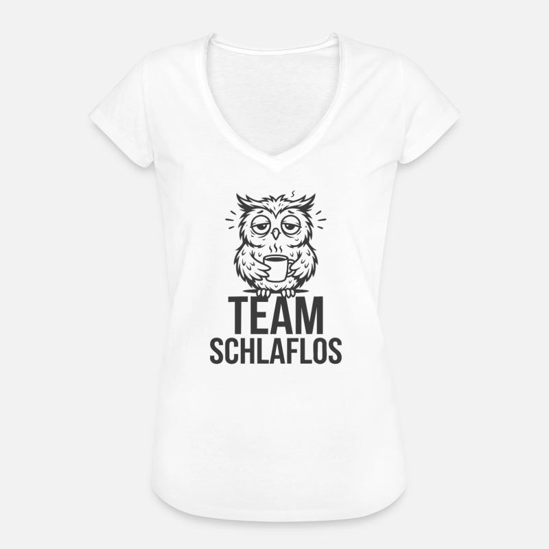 Team Søvnløs – Træt Ugle - Dame vintage T-shirt - hvid