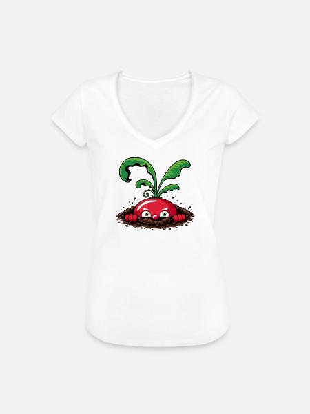 Neugieriges Radieschen aus der Erde  - Frauen Vintage T-Shirt - Weiß