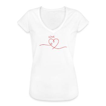 Love Line Art Herz - Du bist mein roter Faden - Frauen Vintage T-Shirt - Weiß - Vorne