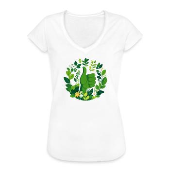 Grüner Daumen im Blattkranz Pflanzenliebe Gärtner - Frauen Vintage T-Shirt - Weiß - Vorne - Danielle (179cm)