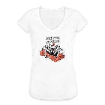 JE N'AI D'YEUX QUE POUR TOI ! (araignée) - T-shirt vintage Femme - blanc - Devant - Danielle (179cm)