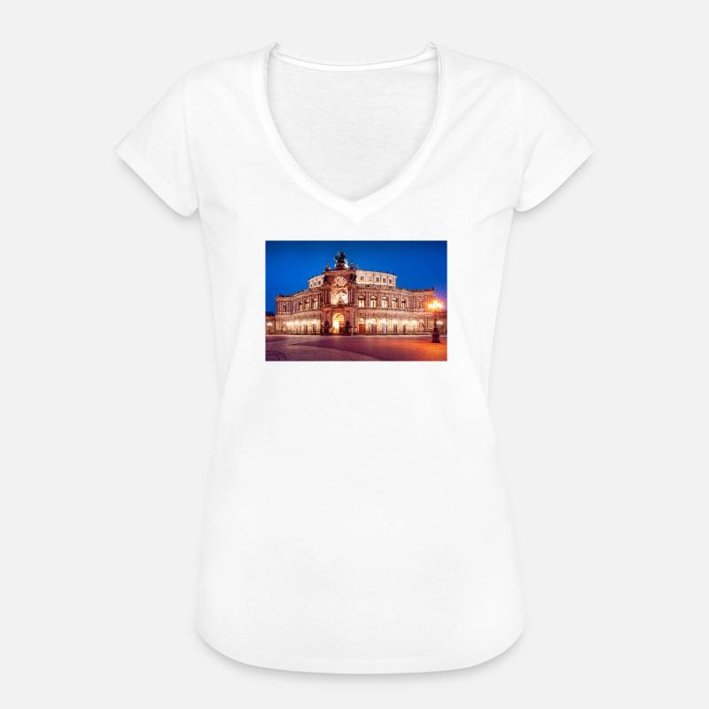 Dresden Semperoper in the evening light - Women's Vintage T-Shirt - white