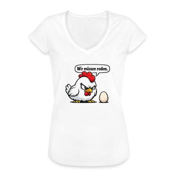 On doit parler du cadeau d’humour de poule - T-shirt vintage Femme - blanc - Devant - Danielle (179cm)