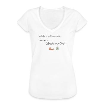 LIEBEVOLL Morgenroutine Dackel  - Frauen Vintage T-Shirt - Weiß - Vorne - Danielle (179cm)