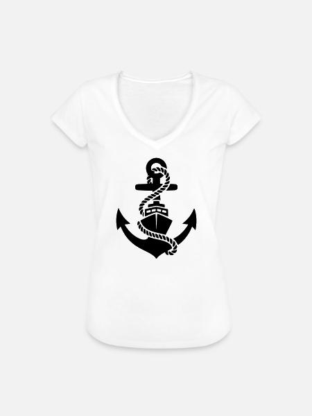 Anker Seil Maritim Silhouette - Frauen Vintage T-Shirt - Weiß