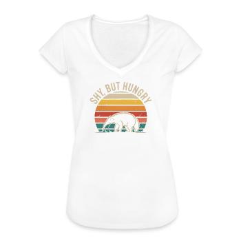 Schüchtern, aber hungrig | Retro Ameisenbär - Frauen Vintage T-Shirt - Weiß - Vorne