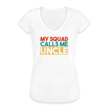 My Squad Calls Me Uncle Bold Retro Typography Art - Women's Vintage T-Shirt - white - Front - Danielle (179cm)