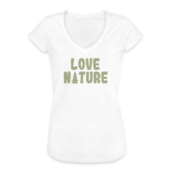 Love Nature – Conception minimale de la forêt extérieure - T-shirt vintage Femme - blanc - Devant - Danielle (179cm)