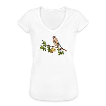 Bunter Vogel - Frauen Vintage T-Shirt - Weiß - Vorne - Danielle (179cm)