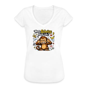 Nen Scheiss muss ich Affe - Frauen Vintage T-Shirt - Weiß - Vorne - Danielle (179cm)