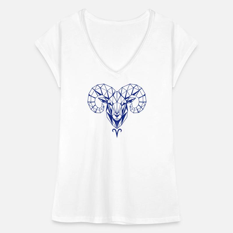 Geometrischer Widderkopf Polygon Frauen Vintage T-Shirt
