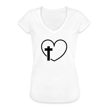 Kreuzherz - Frauen Vintage T-Shirt - Weiß - Vorne - Danielle (179cm)