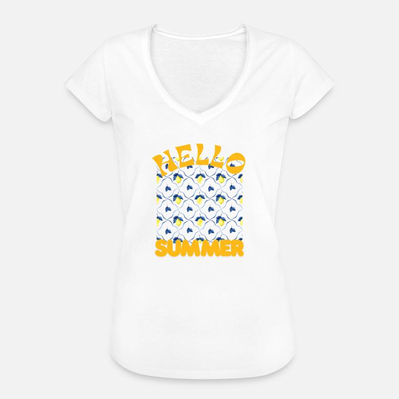 Hello Summer Lemon Pattern - Women's Vintage T-Shirt - white