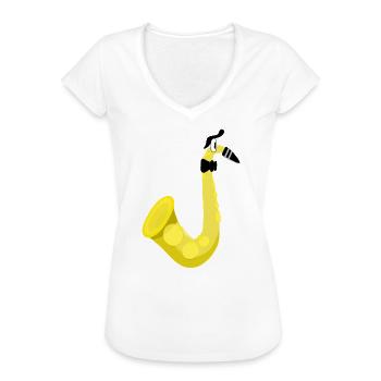 Comic Figur Saxophon - Frauen Vintage T-Shirt - Weiß - Vorne