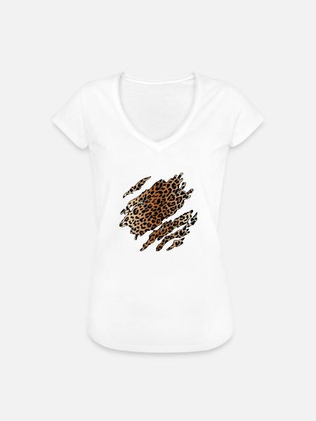 Wilder Leopard nach innen - Frauen Vintage T-Shirt - Weiß
