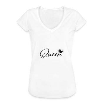 The Queen , Queen - Women's Vintage T-Shirt - white - Front - Danielle (179cm)