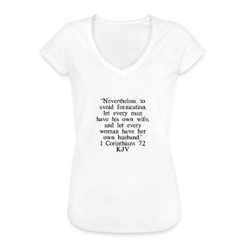 1 Corinthiens 7: 2 Chinois - T-shirt vintage Femme - blanc - Devant - Danielle (179cm)