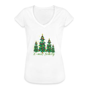 arbre de noël, arbre de noël, noël, famille, - T-shirt vintage Femme - blanc - Devant - Danielle (179cm)