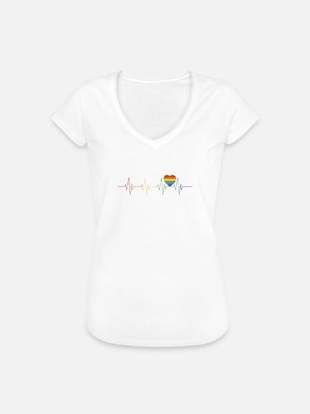 Gay Pride Regenbogenherz - Frauen Vintage T-Shirt - Weiß