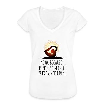 Yoga lustiges Zitat - Frauen Vintage T-Shirt - Weiß - Vorne