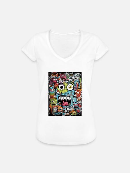 [MB] Panik Face - Frauen Vintage T-Shirt - Weiß