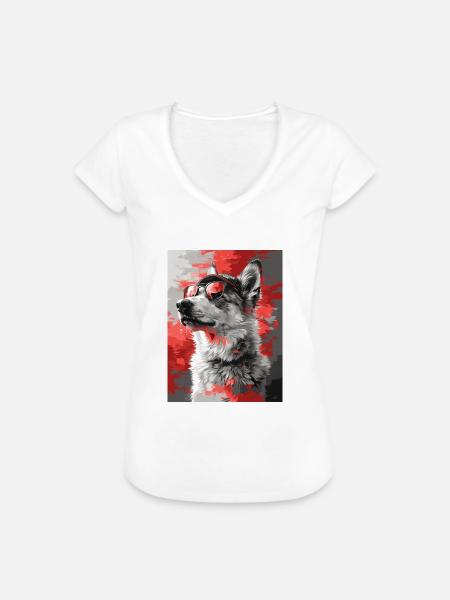 Cool Husky in Shades - Frauen Vintage T-Shirt - Weiß