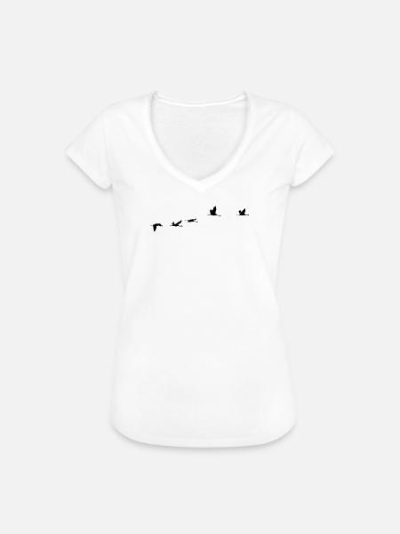 Zugvögel Kranich Vogel - Frauen Vintage T-Shirt - Weiß