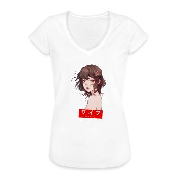 Anime-Charme mit Blütenakzent - Frauen Vintage T-Shirt - Weiß - Vorne - Danielle (179cm)