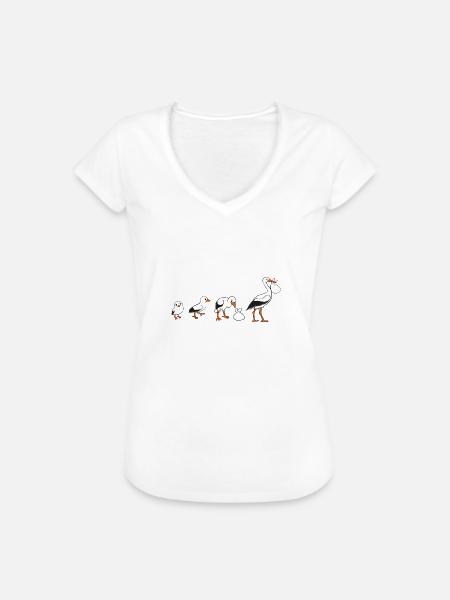 Storch evolution - Frauen Vintage T-Shirt - Weiß