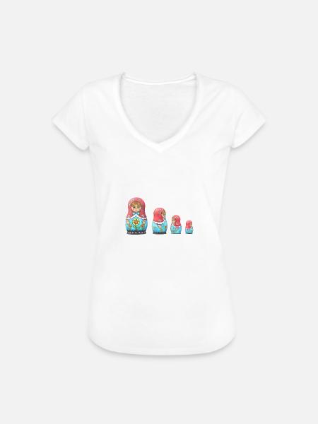 Evolution Matroschka - Frauen Vintage T-Shirt - Weiß