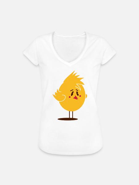 lustiges Küken mit Irokesen Frisur - Frauen Vintage T-Shirt - Weiß