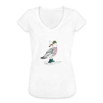 PLATTDEUTSCHER SPRUCH MIT MÖWE - Frauen Vintage T-Shirt - Weiß - Vorne