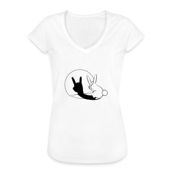 Bunny Horn Gesture Shadow - Frauen Vintage T-Shirt - Weiß - Vorne