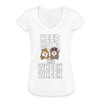 Keep Calm And Wheek Wheek Meerschweinchenbesitzer - Frauen Vintage T-Shirt - Weiß - Vorne