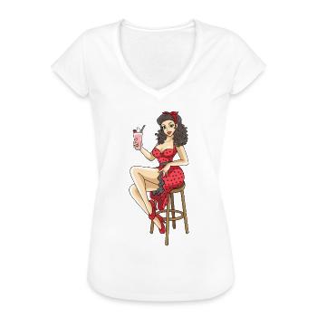Cool Rockabilly Frau im Syle der 50er Design - Frauen Vintage T-Shirt - Weiß - Vorne