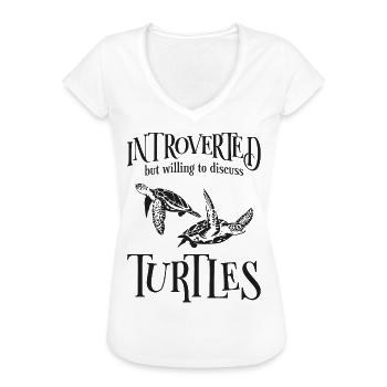 Sea Turtle Tortoise Introverted - Frauen Vintage T-Shirt - Weiß - Vorne - Danielle (179cm)