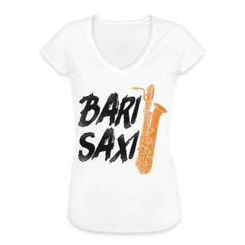 Saxophones Pun Bari Saxi - T-shirt vintage Femme - blanc - Devant - Danielle (179cm)