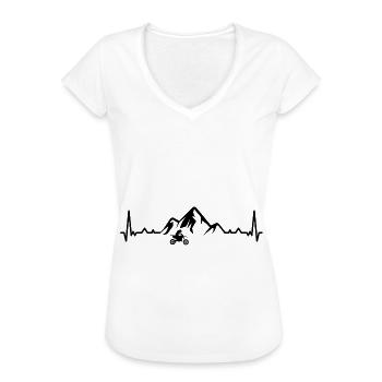 Heartbeat-Berg 1 und Motorrad - (MOTORRAD) (2) - Frauen Vintage T-Shirt - Weiß - Vorne - Danielle (179cm)