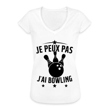 Je Peux Pas J'ai Bowling - T-shirt vintage Femme - blanc - Devant - Danielle (179cm)