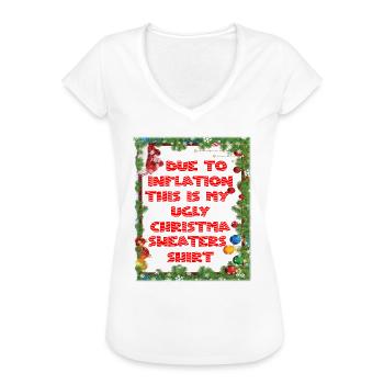 Lustig wegen Inflation hässliche Weihnachtspullover - Frauen Vintage T-Shirt - Weiß - Vorne - Danielle (179cm)