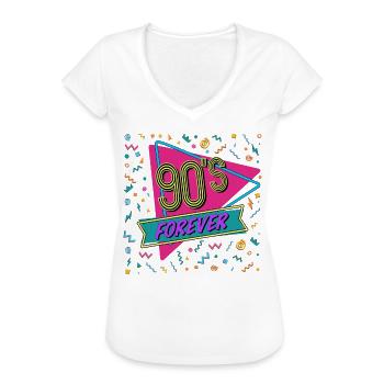 90s Forever 90er Jahre Party 90's Kostüm - Frauen Vintage T-Shirt - Weiß - Vorne