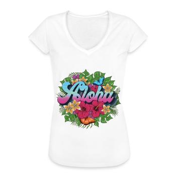 Aloha Blume für einen Hawaii-Liebhaber und Surfer - Frauen Vintage T-Shirt - Weiß - Vorne