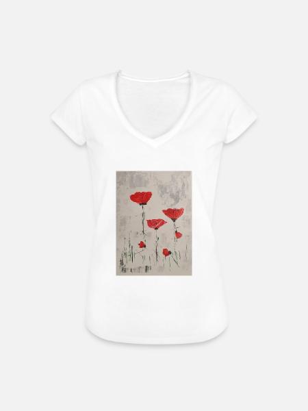 Mohnblumen - Frauen Vintage T-Shirt - Weiß