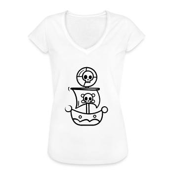 Bateau pirate - T-shirt vintage Femme - blanc - Devant - Danielle (179cm)