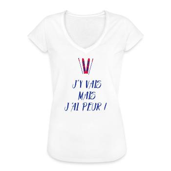 J'y vais mais j'ai peur ! Les Bronzés font du ski - T-shirt vintage Femme - blanc - Devant