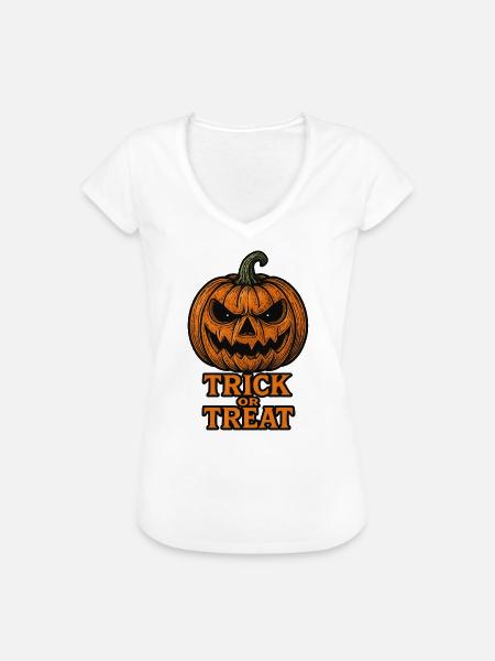 Halloween Kürbis - Süßes oder Saures - Frauen Vintage T-Shirt - Weiß