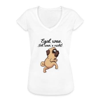 Egal was. Ich wars nicht mops lustiger Spruch Hund - Frauen Vintage T-Shirt - Weiß - Vorne