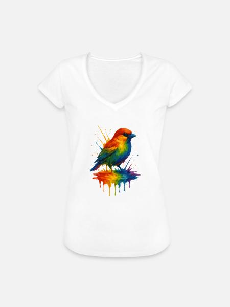 Ulmer Regenbogen SPATZ - Frauen Vintage T-Shirt - Weiß